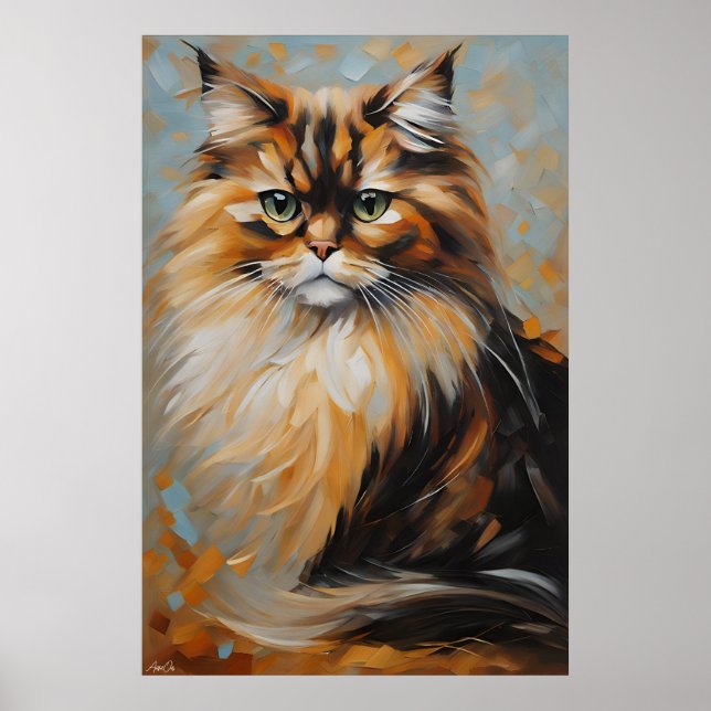 Affiche | Chat persan | Style de peinture à l'huil (Devant)