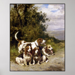 Affiche : Chiens de chasse - art vintage de chien