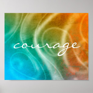 affiche citation courage sur tableau abstrait colo