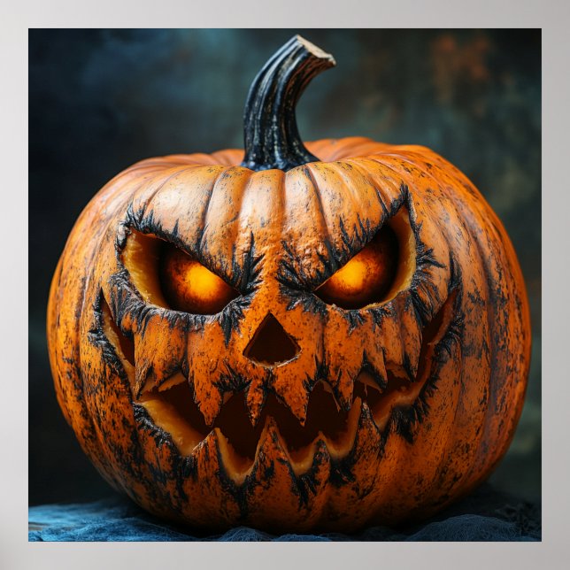 Affiche Citrouille d'Halloween effrayante (Devant)