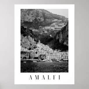 Affiche classique d'Amalfi noir et blanc