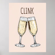 Affiche Clink Champagne – Art de fête minimaliste