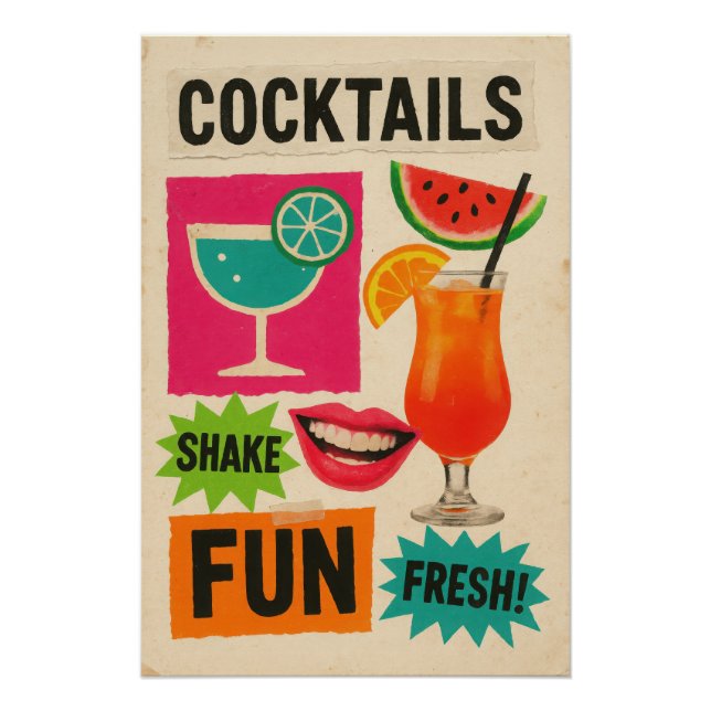 Affiche Cocktails - Collage (Devant)