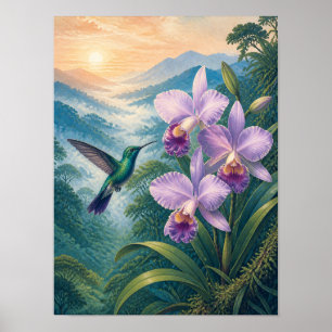 Affiche Colibri d'Orchidée de Forêt de Nuages 12x1