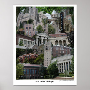 Affiche collage Ann Arbor Michigan 11 x 14