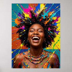 Affiche colorée d'art de femme noire