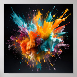 Affiche colorée de l'explosion de peinture abstrai