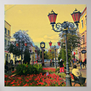 Affiche colorée de paysage urbain