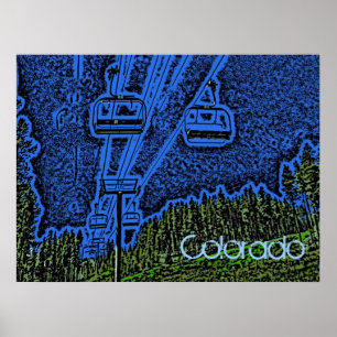 Affiche colorée de remonte-pente du Colorado