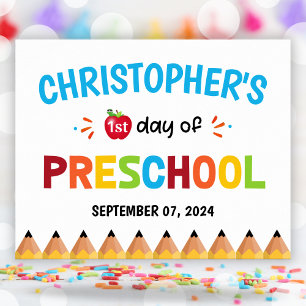 Affiche Colorée Du Premier Jour De L'École Préscol