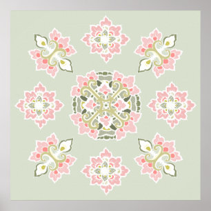 Affiche colorée en pastel de motif d'ornement de