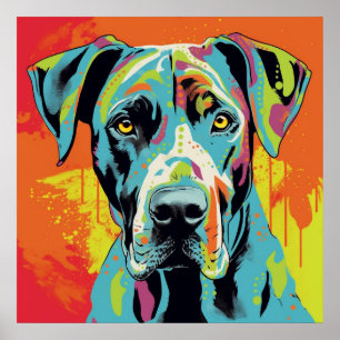 Affiche colorée Pop Art Danois géant abstrait