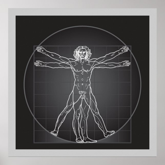 affiche contemporaine de l'homme vitruvien DE 14.9 (Devant)