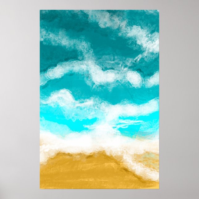 Affiche côtière des vagues de l'océan Turquoise (Devant)