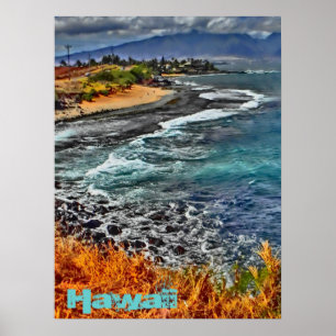 Affiche côtière d'Hawaii