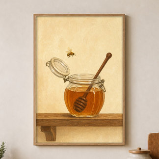 Affiche Cottagecore au lavis de pot de miel et d'a