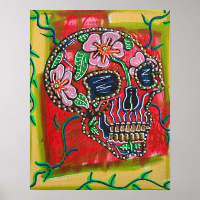 Affiche Crâne des fleurs (Devant)