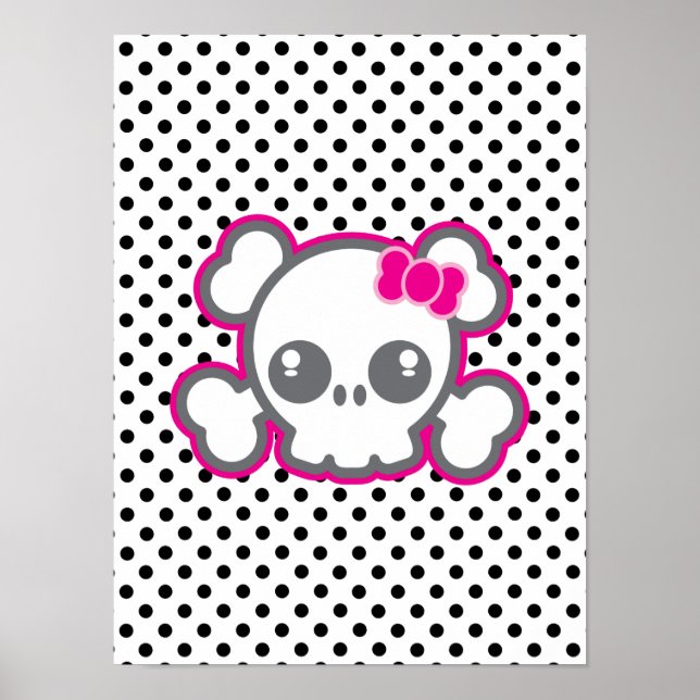 Affiche crâne rose Kawaii (Devant)