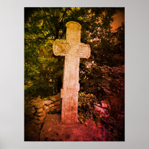 Affiche croisée en pierre antique de photo