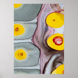 Affiche d'abstraction rose, jaune et grise