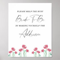 Affiche d'adresse de la mariée occupée avec aide f