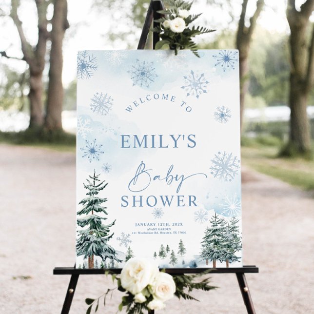 Affiche d'Affiche de bienvenue Baby shower d'hiver (Créateur téléchargé)