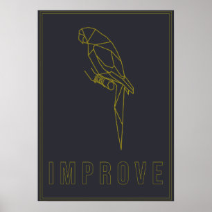 Affiche d'affirmation d'un perroquet d'origami jau