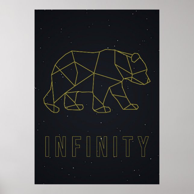 Affiche d'affirmation infini. Ours d'origami jaune (Devant)