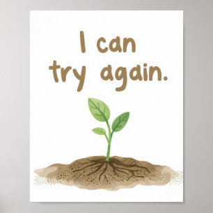 Affiche d'affirmation « Je peux réessayer » de The