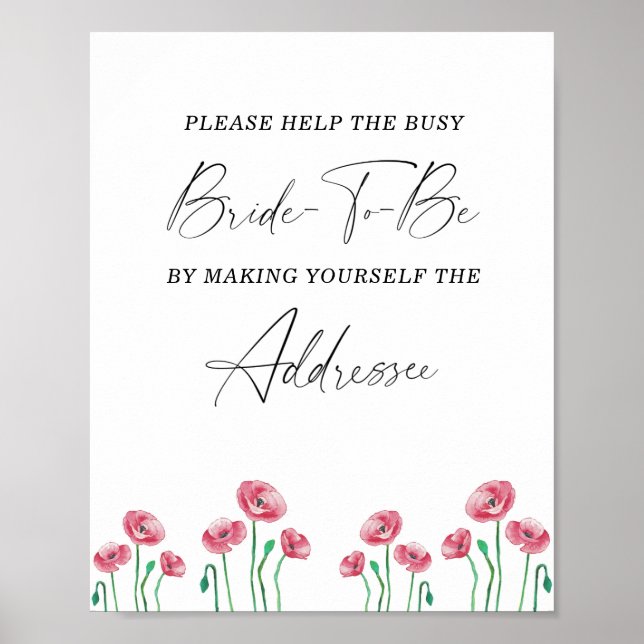 Affiche d'aide florale pour la mariée occupée (Devant)
