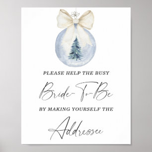 Affiche d'aide pour la mariée occupée en hiver mod