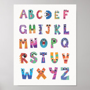 Affiche d'alphabet monstrueux