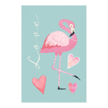 Affiche d'amour flamant rose