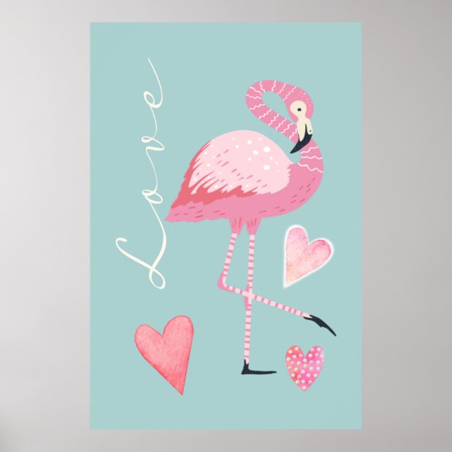 Affiche d'amour flamant rose (Devant)