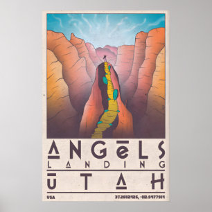 Affiche d'Angels Landing Zion, Canyon vintage