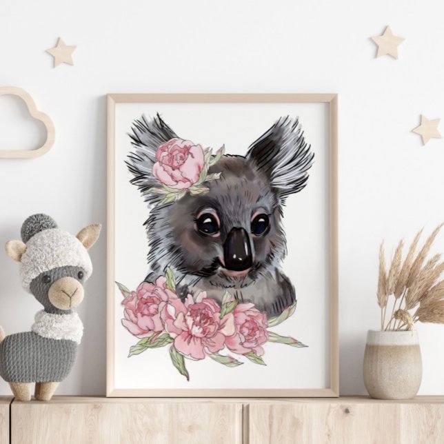 Affiche d'animal Rose Koala Bébé | Impression mura (Créateur téléchargé)