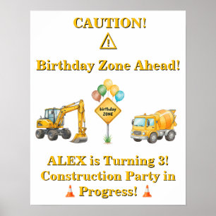 Affiche d'anniversaire de construction Zone d'an