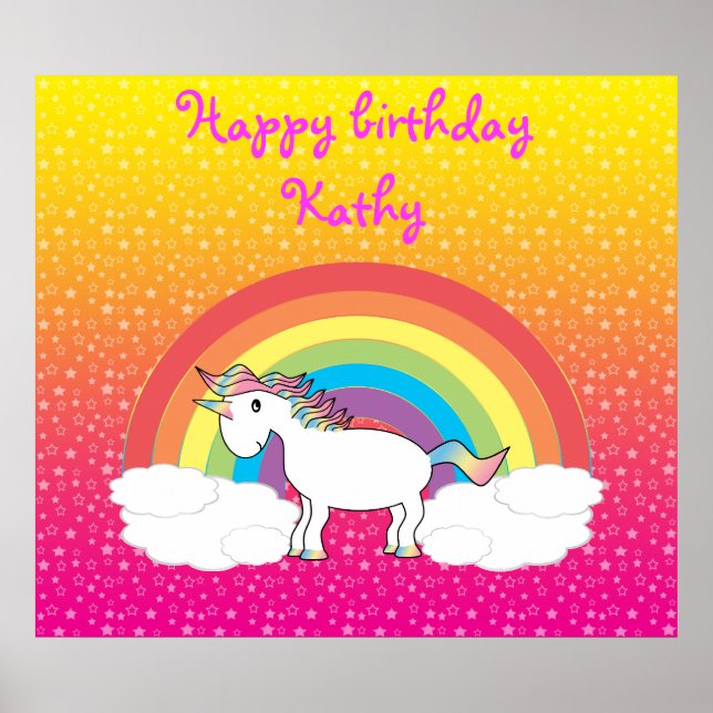 Affiche d'anniversaire de la licorne (Devant)