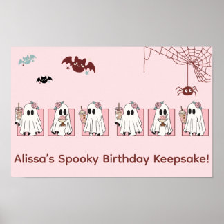 Affiche d'anniversaire Kawaii Halloween – Fantômes
