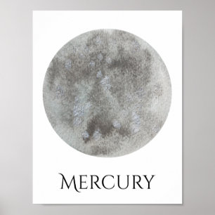 Affiche d'aquarelle de planète de Mercury