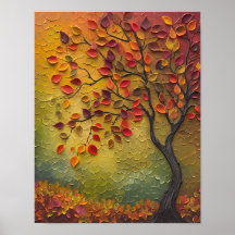Affiche d'arbre d'automne en peinture 3D
