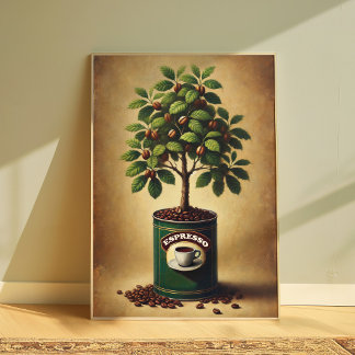 Affiche d'arbre de grains de café | Art mural pour