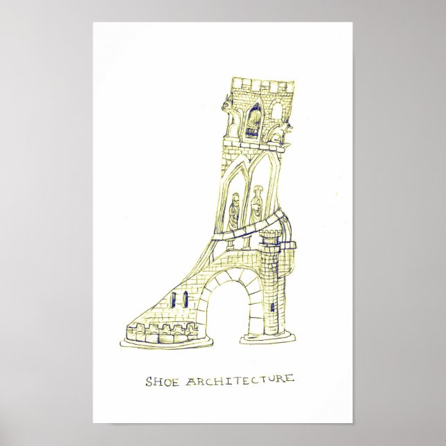 Affiche d'architecture de chaussure (Sépia) (Devant)