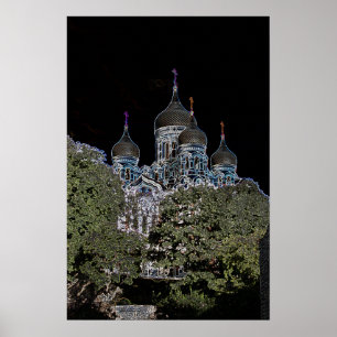 Affiche Dark Neon de la cathédrale St. Alexandre N