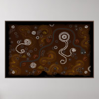 Affiche d'art aborigène australien sur le désert