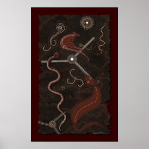 Affiche d'art aborigène australien sur le désert