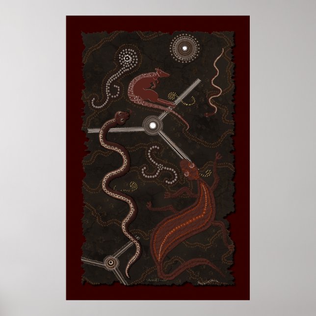 Affiche d'art aborigène australien sur le désert (Devant)