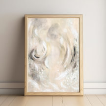 Affiche d'art abstrait contemporain gris beige