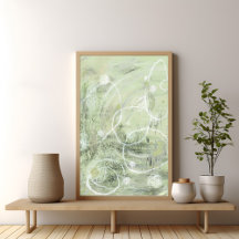 Affiche d'art abstrait contemporain vert sauge