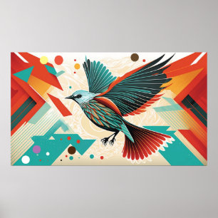 Affiche d'art abstrait d'oiseau